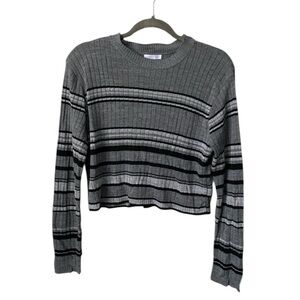 Abound | EUC Black and Gray Lightweight Ribbed Cropped Sweater Size X-Large